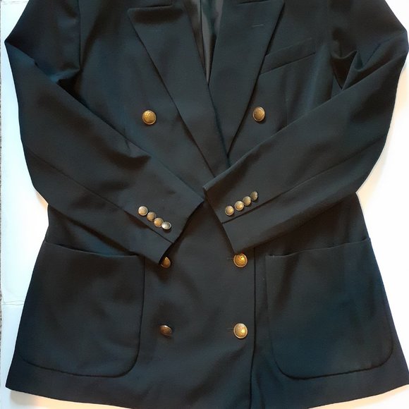 J. Peterman Double Breasted 8-Button Blazer Black Size 14 - Picture 7 of 11